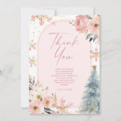 Onze kleine sneeuwvlok roze winter verjaardagsfees bedankkaart (Voorkant)