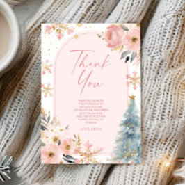 Onze kleine sneeuwvlok roze winter verjaardagsfees bedankkaart