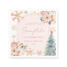 Onze kleine sneeuwvlok roze winter verjaardagsfees