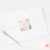 Onze kleine sneeuwvlok roze winter verjaardagsfees vierkante sticker (Envelop)