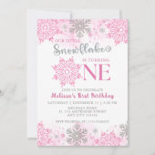 Onze Kleine Sneeuwvlok Roze Zilveren Winter Verjaa Kaart (Voorkant)