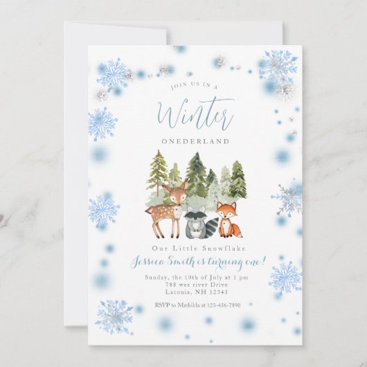 Onze kleine sneeuwvlokken Herten Dier Verjaardag u Kaart (Voorkant)