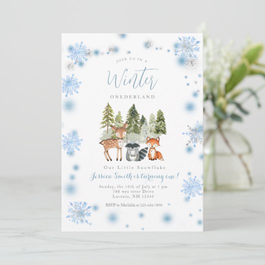 Onze kleine sneeuwvlokken Herten Dier Verjaardag u Kaart (Staand voorkant)