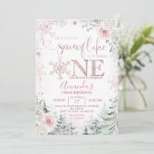 Onze kleine Snowflake Pastel Pink Flowers Birthday Kaart (Staand voorkant)