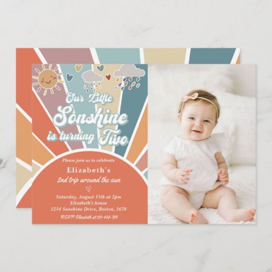 Onze kleine Sonshine wordt een 2e verjaardag Kaart (Voorkant / Achterkant)