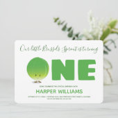 Onze kleine spruit uit Brussel wordt één verjaarda Kaart (Staand voorkant)