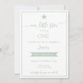 Onze kleine Star Birthday Flat Invitation Sage Kaart (Voorkant)