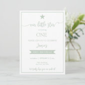 Onze kleine Star Birthday Flat Invitation Sage Kaart (Staand voorkant)