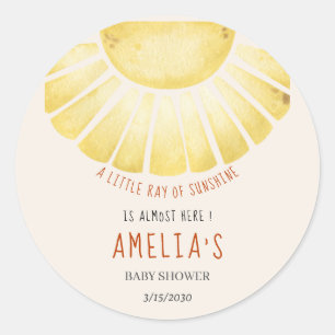Onze Kleine Straal Zonneschijn Baby Shower Uitnodi Ronde Sticker