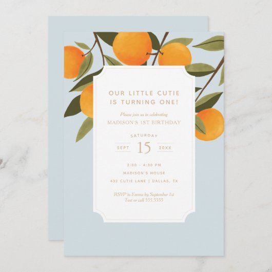 Onze kleine stropdas draait om één Citrus Birthday Kaart (Voorkant / Achterkant)