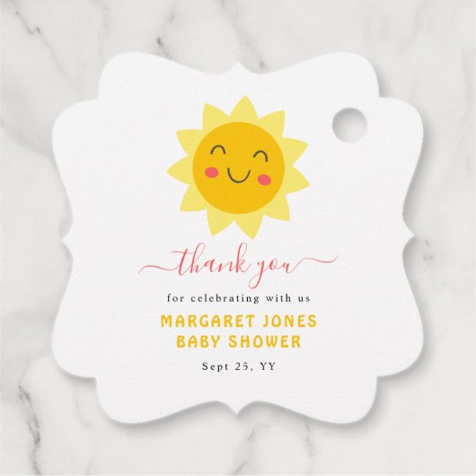 Onze kleine Sunshine Baby shower dank u Bedankjes Labels (Achterkant)