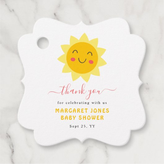 Onze kleine Sunshine Baby shower dank u Bedankjes Labels (Voorkant)
