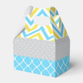 Onze kleine Sunshine Blue en Yellow Birthday Party Bedankdoosjes (Achterkant)