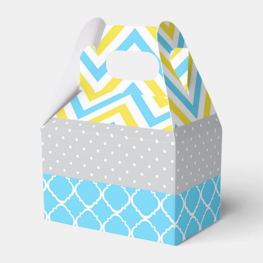 Onze kleine Sunshine Blue en Yellow Birthday Party Bedankdoosjes (Achterkant)