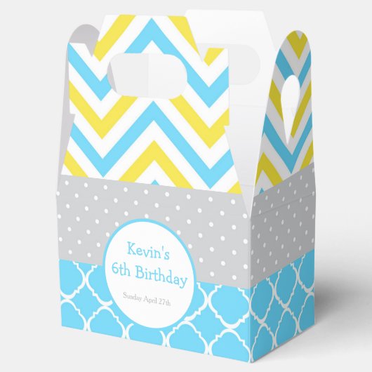 Onze kleine Sunshine Blue en Yellow Birthday Party Bedankdoosjes (Geopend)