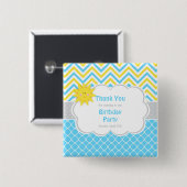 Onze kleine Sunshine Blue en Yellow Birthday Party Vierkante Button 5,1 Cm (Voorkant /achterkant)