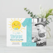 Onze kleine Sunshine Boy Blue Bow eerste verjaarda Kaart (Staand voorkant)