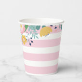 Onze kleine Sunshine Floral, roze streep Verjaarda Papieren Bekers (Achterkant)