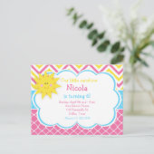 Onze kleine Sunshine Pink and Yellow Birthday Part Briefkaart (Staand voorkant)