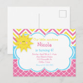 Onze kleine Sunshine Pink and Yellow Birthday Part Briefkaart (Voorkant / Achterkant)