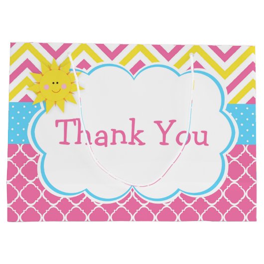 Onze kleine Sunshine Pink and Yellow Birthday Part Groot Cadeauzakje (Achterkant)