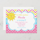 Onze kleine Sunshine Roze en Gele Verjaardagsfeest Briefkaart (Voorkant / Achterkant)