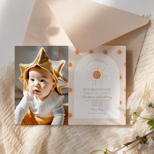Onze kleine Sunshine Sun Retro Minimal 1e verjaard Kaart