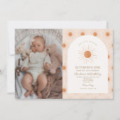 Onze kleine Sunshine Sun Retro Minimale 1e Verjaar Kaart (Voorkant)