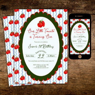 Onze kleine tomaat wordt een 1e verjaardag kaart