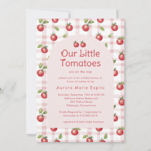 Onze Kleine Tomaten  Baby Shower Uitnodiging Roze