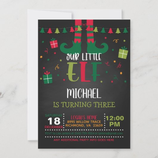 Onze kleine uitnodiging van Elf Birthday - BL (Voorkant)