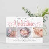Onze kleine Valentijn 3 Foto geboorteaankondiging Aankondiging (Staand voorkant)