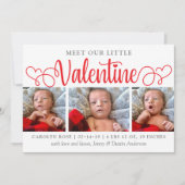Onze kleine Valentijn 3 Foto geboorteaankondiging Aankondiging (Voorkant)