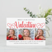 Onze kleine Valentijn 3 Foto geboorteaankondiging Aankondiging (Staand voorkant)