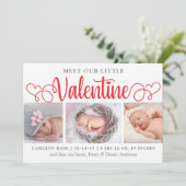 Onze kleine Valentijn 3 Foto geboorteaankondiging Aankondiging (Staand voorkant)