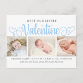 Onze kleine Valentijn 3 Foto geboorteaankondiging Aankondigingskaart (Voorkant)