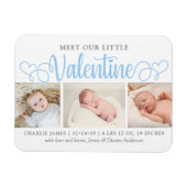 Onze kleine Valentijn 3 Foto geboorteaankondiging Magneet (Horizontaal)