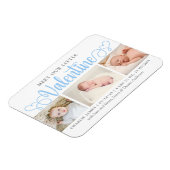 Onze kleine Valentijn 3 Foto geboorteaankondiging Magneet (Linkerzijde)