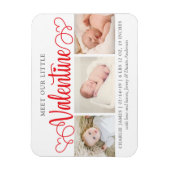 Onze kleine Valentijn 3 Foto geboorteaankondiging Magneet (Verticaal)