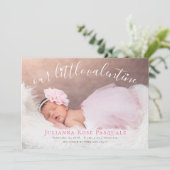 Onze kleine Valentijn geboortebriefkaart Feestdagenkaart (Staand voorkant)