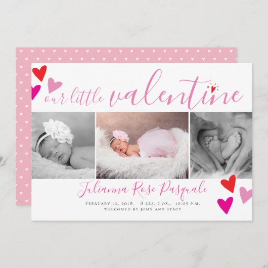 Onze Kleine Valentijn Hart Geboorteaankondiging Ka Feestdagenkaart (Voorkant / Achterkant)