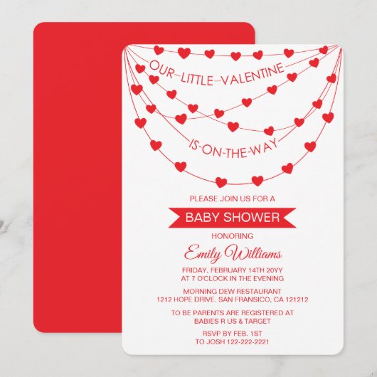 ONZE KLEINE VALENTIJN IS OP DE MANIER VAN HET BABY FEESTDAGENKAART (Voorkant / Achterkant)