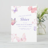 Onze kleine vlinder 1e verjaardag uitnodiging (Staand voorkant)