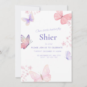 Onze kleine vlinder 1e verjaardag uitnodiging