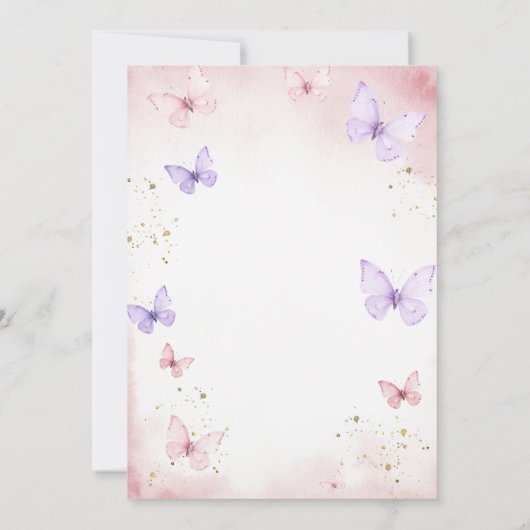 Onze Kleine Vlinder Draait Een Roze En Paarse Kaart (Achterkant)