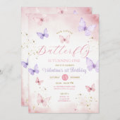 Onze Kleine Vlinder Draait Een Roze En Paarse Kaart (Voorkant / Achterkant)