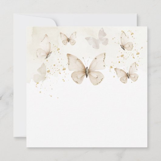 Onze kleine vlinder draait een witte crème kaart (Achterkant)