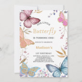 Onze kleine vlinder eerste verjaardagsuitnodiging kaart (Voorkant)