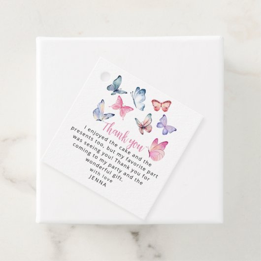 Onze kleine vlinder foto verjaardagsfeestje bedankjes labels (In situ)