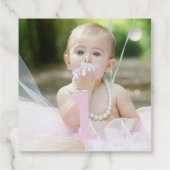 Onze kleine vlinder foto verjaardagsfeestje bedankjes labels (Achterkant)